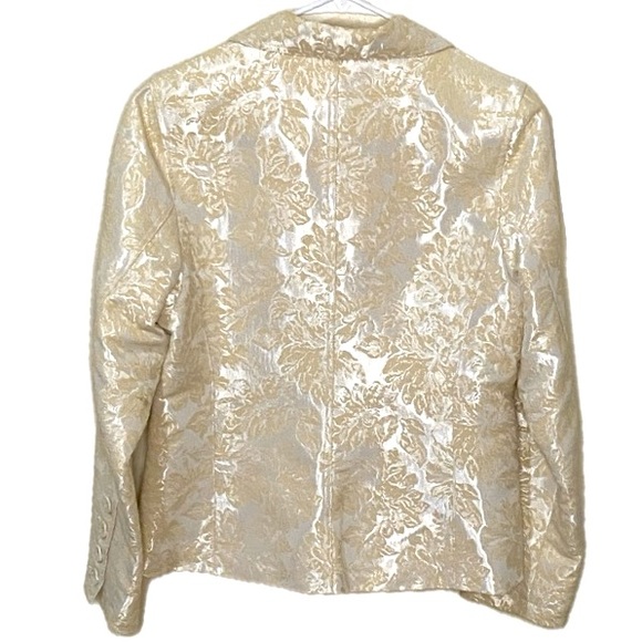 AMERICAN EXCHANGE Elegance Eloise Vintage Floral Brocade Ivory-Cream Blazer Sz L - Picture 2 of 6